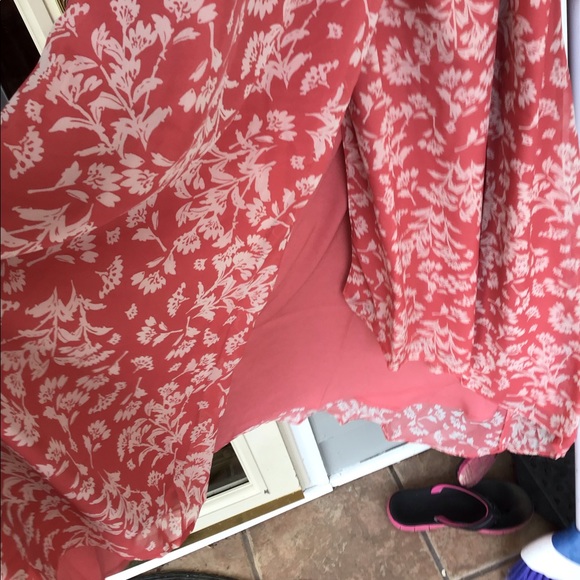 shoedazzle New Ladies Faded Rose floral long sleeve wrap Maxi Dress Barbie core - Picture 13 of 16